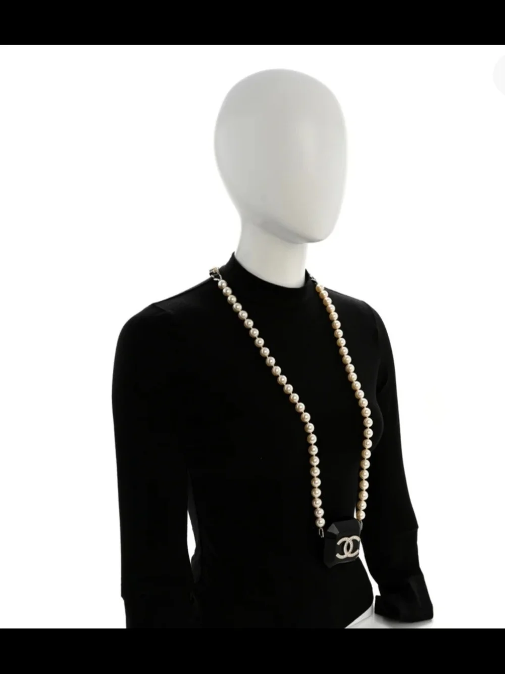 VIP Precision Black and Pearl Crystal CC Pendant Necklace